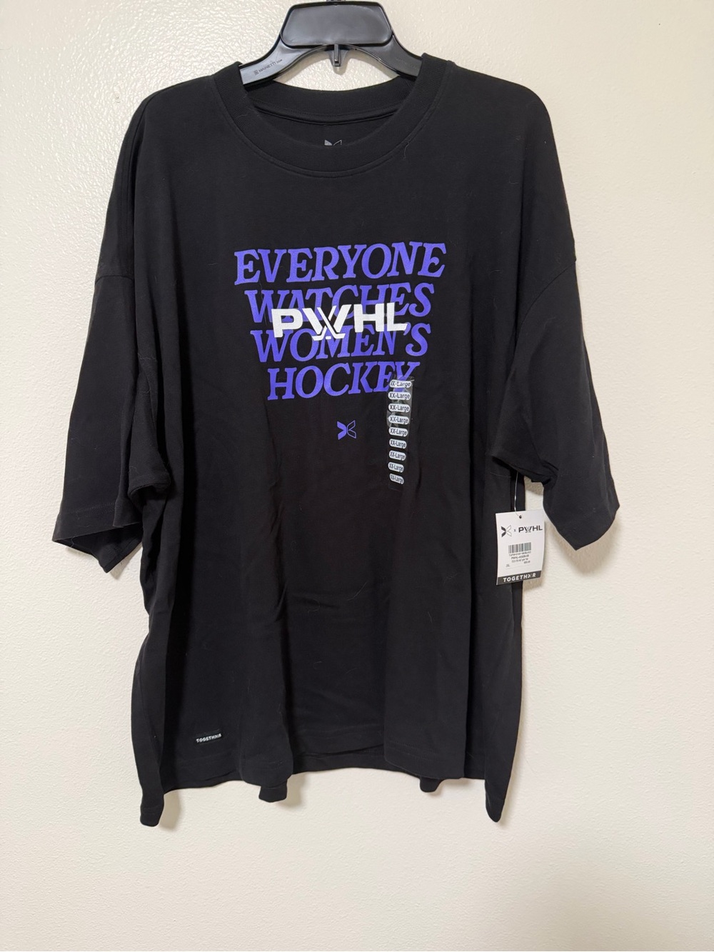 Together PWHL Black Short-Sleeve Graphic Tee- Everyone watches women’s hockey